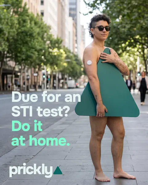 Prickly | Due for an STI test? Do it at home. Digitally generated figure. Credit: Prickly.